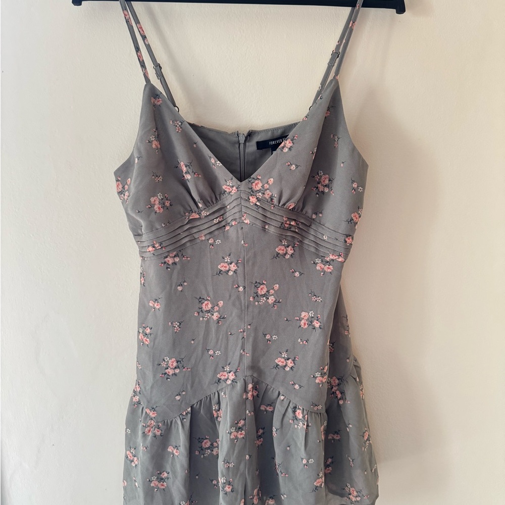 Forever 21 Floral Gray and Pink Jumpsuit